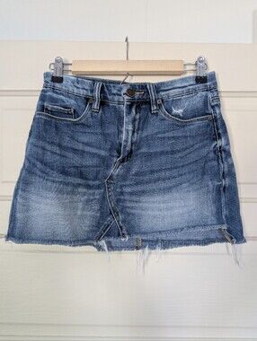 Blank NYC Distressed Denim Mini Skirt